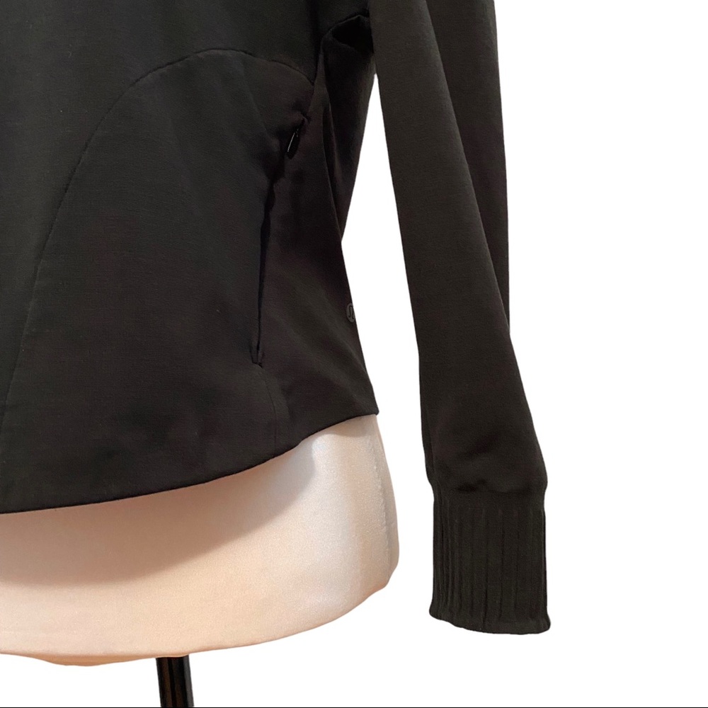 Lululemon Athletica Split Out Hoodie Black 6/S Open Tie Back Cropped Sweatshirt - Picture 5 of 15